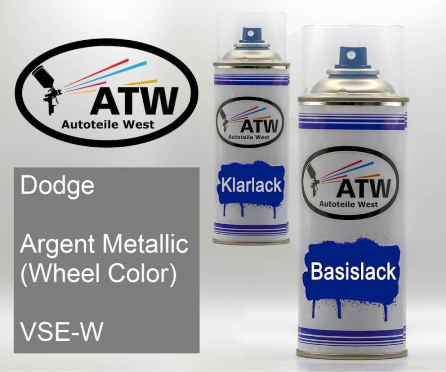 Dodge, Argent Metallic (Wheel Color), VSE-W: 400ml Sprühdose + 400ml Klarlack - Set, von ATW Autoteile West.